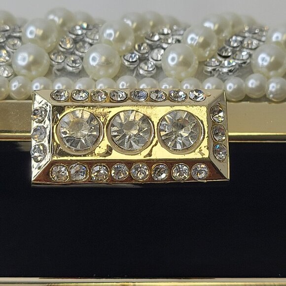 Pearl and Rhinestone Clutch Purse Pearl Evening Bag Pearl Wedding Purse - Picture 5 of 13